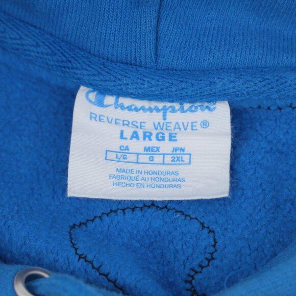 Upcycled Reworked Champion Reverse Weave Jaguar Animal Hoodie Size L - Picture 9 of 10